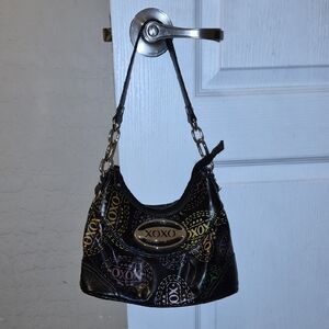 XOXO Black Shoulder Bag with Multicolor Patterns